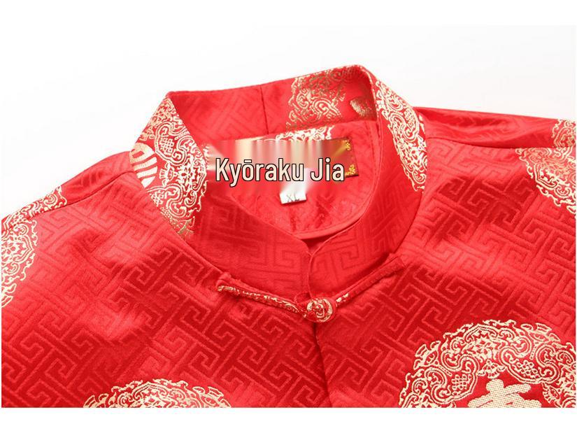 Men's Brocade Tang Jacket: Festive Chinese-Style Cotton Top for Autumn/Winter