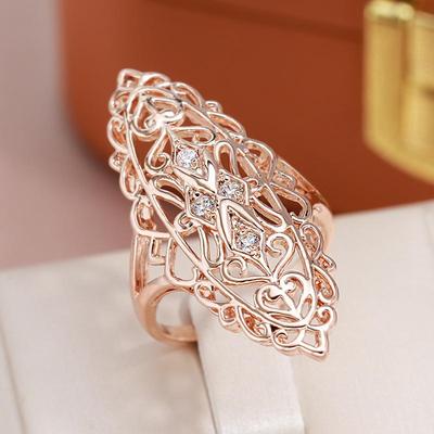 Vintage Hohle Textur Gold Farbe Ringe für Frauen Ethnische Zirkon Schmuck Party Finger Zubehör