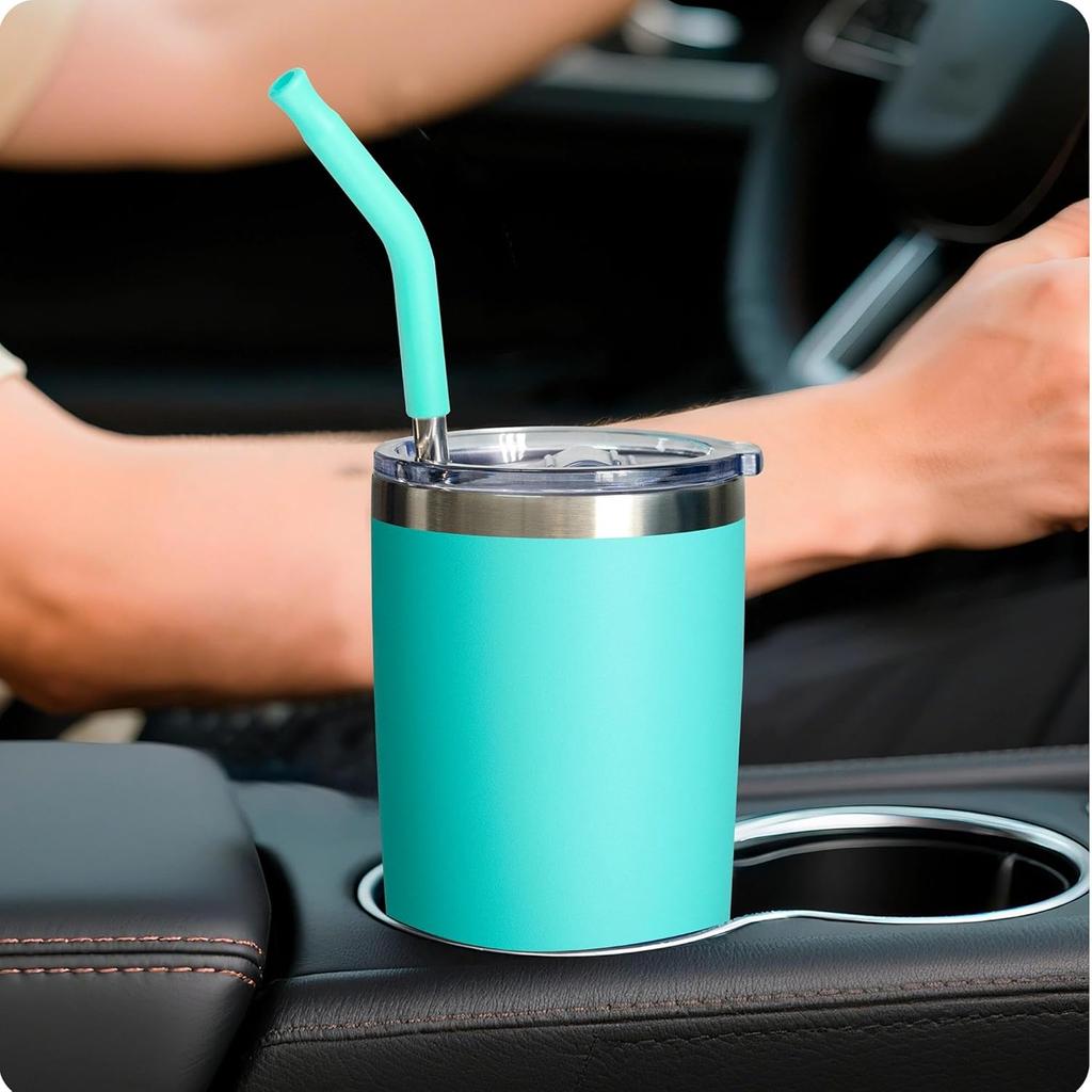 Stainless Steel Straws for 20 oz YETI Tumbler, 4 Pcs Metal Straws Reble with Silicone Tip for 20 oz Stanley Cup and 16 oz Glass Cups(Color 1)