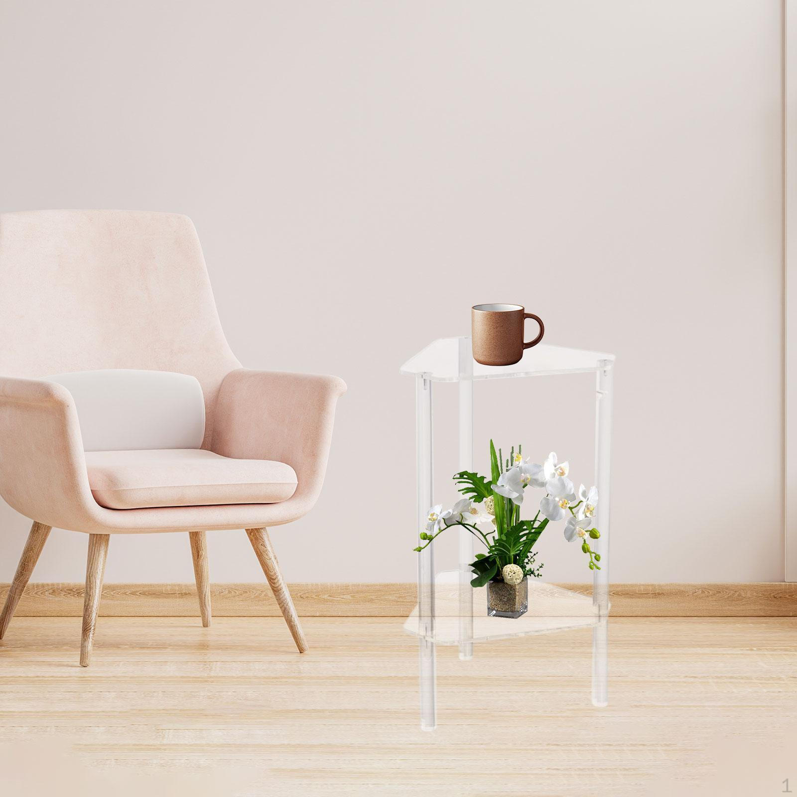 

Акриловый столик, небольшая прикроватная мебель, современный двухуровневый минималистичный торцевой столик, прикроватный шкаф для