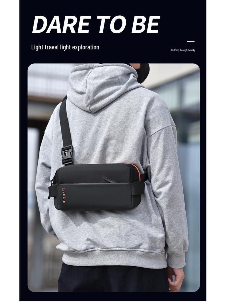 Men's Trendy Patchwork Chest Bag: Fashionable Crossbody for Commuting & Travel
