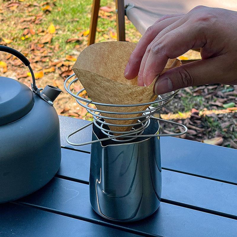 1 Stück Outdoor Camping Kaffee-Tropfgestell, Edelstahl Handgebrühter Kaffeefilter, Tragbarer Faltbarer Kaffeefilterbecher für Camping
