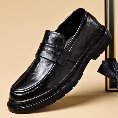 Męskie buty wsuwane z prawdziwej skóry - Jesień/Zima 2025, Business Casual, Styl brytyjski, Miękka podeszwa, Antypoślizgowe, Idealne na wesela.