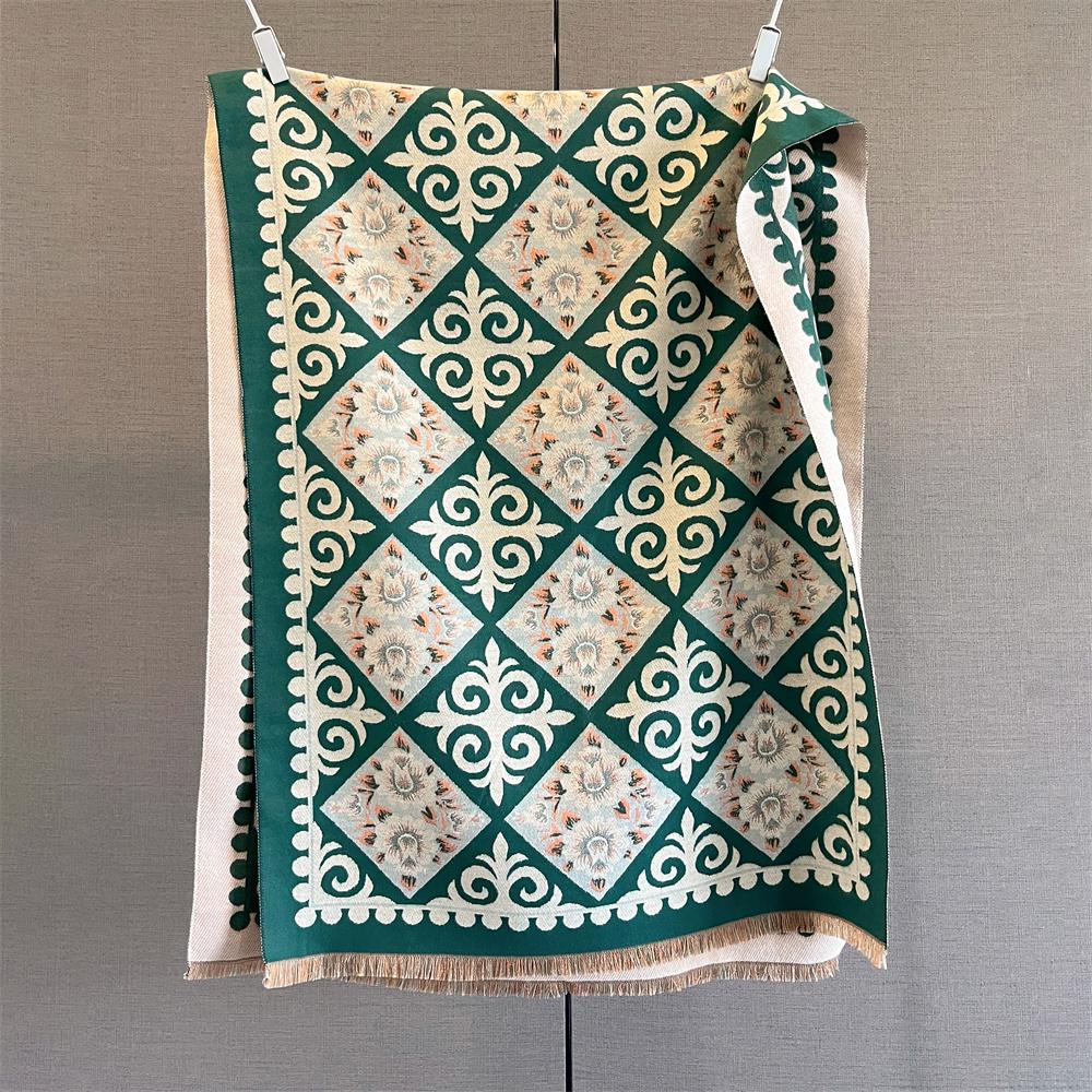 Designer Winter Warm Cashmere Scarves Women High Quality Thicken Pashmina Shawl Elegant Ladies Wool Poncho Windproof Pareo