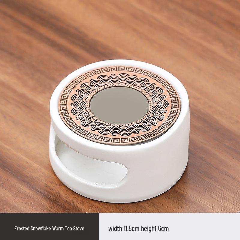 Wabi-Sabi Ceramic Teapot Set with Candle-Heated Stove for Outdoor Brewing