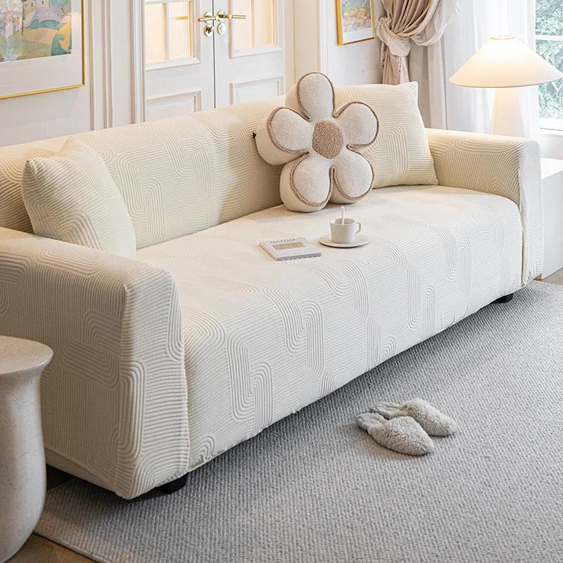 Adjustable Elastic Sofa Cover Stretch Sofa Seat Cover Jacquard Sofa Covers for Living Room Decor Non-slip Slipcover Couch Covers