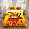3-teiliges Garfield als Teufel bedrucktes Bettwäsche-Set, weiche und bequeme Bettbezug für Schlafzimmer, Gästezimmer (1 Bettbezug + 2 Kissenbezüge, Kissen
