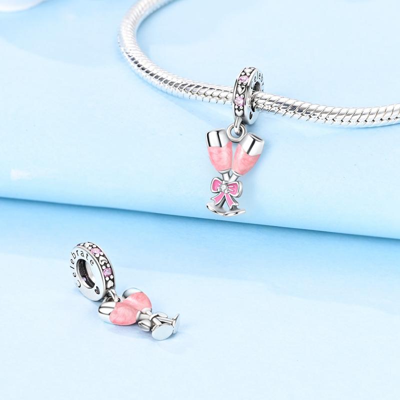 Fit Original Copper Charms Beads Bottle Perfume Pink Charms For Women Fine Diy Birthday Jewelry Gifts