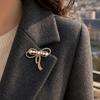 Electroplated Brooch Bowknot Design Brooch, Strong Buckle Fastening Pin with Faux Pearls Rhinestones, Electroplating Anti-Oxidation Badge for