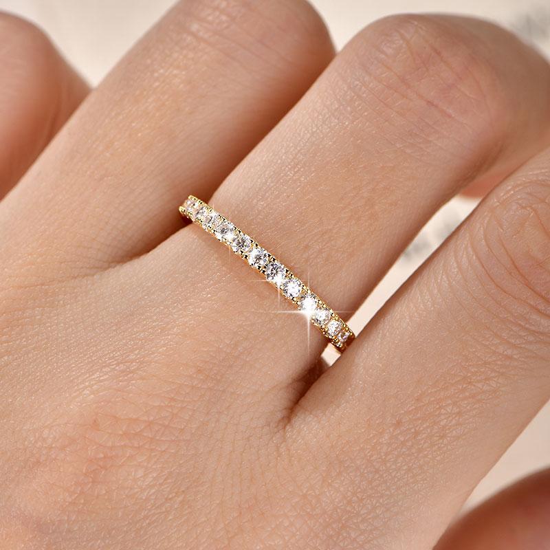 Lnngy 14k Gold Filled Wedding Band For Women Certified D Color VVS1 Lab Created 2mm Moissanite Eternity Ring Sparkling Jewelry
