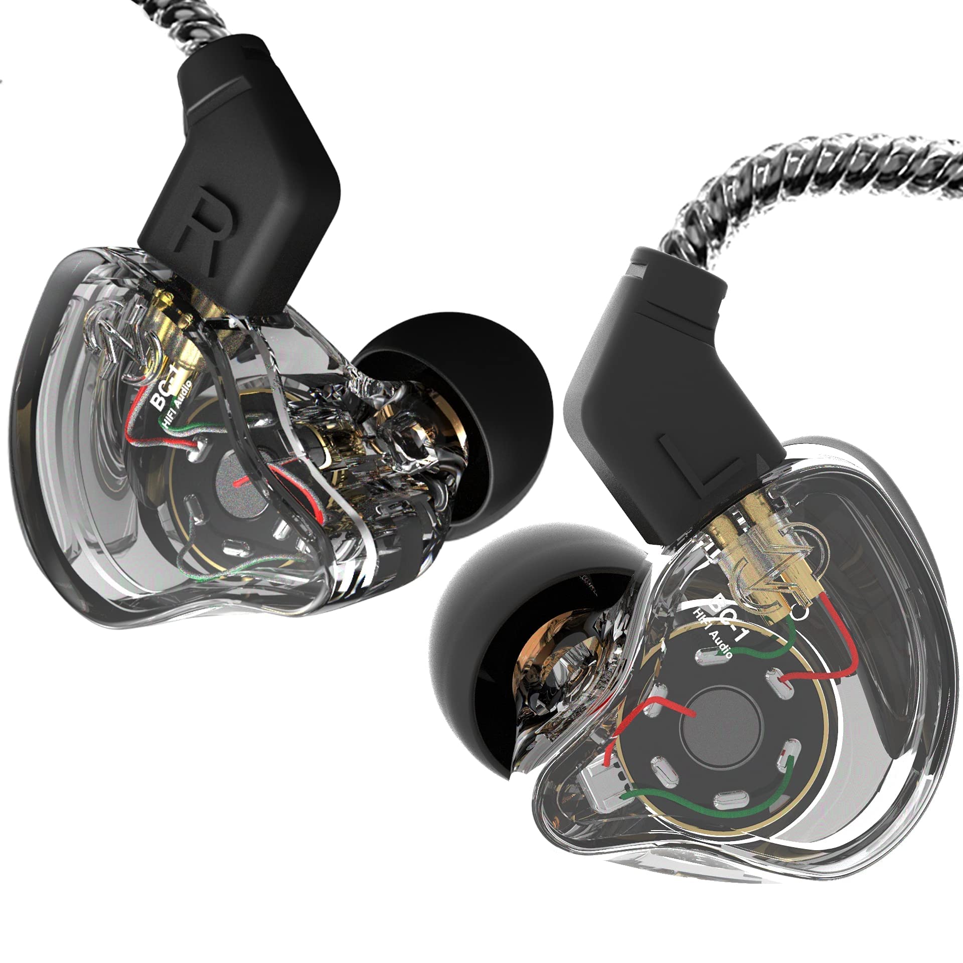 

YINYOO CCZ Melody Earphones Headphones Wired Earphones No Mic Ear Monitor IEM HiFi Bass 1DD 1BA Ear Fins 4N OFC Cable for No Mic Clear Black In-Ear