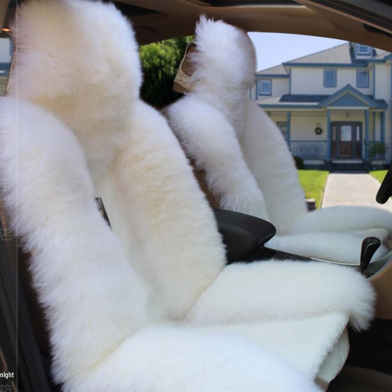 One-Piece Wool Car Seat Cushion - Plush Fur Winter Pad