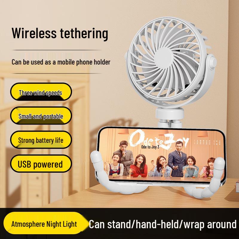 USB-Powered Octopus Stroller Fan with Light & Oscillation