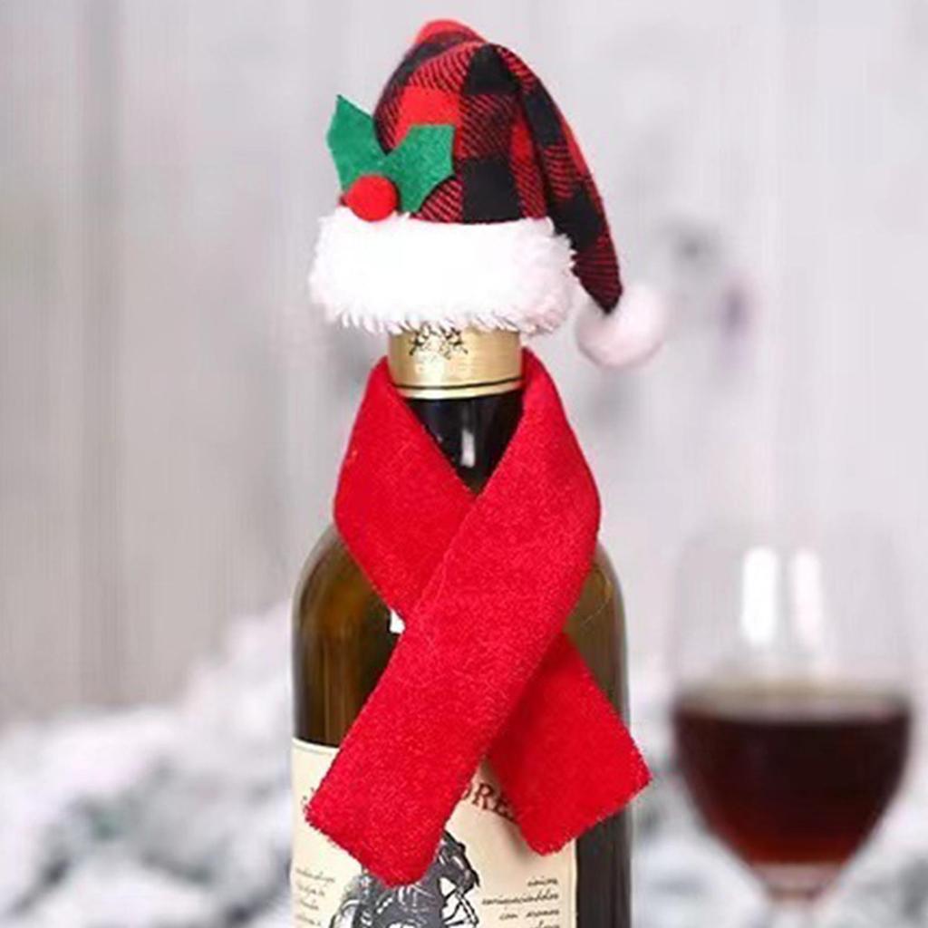 Wine Bottle Scarf Hat Set Cute Sleeve Protector Christmas Bottle Covers For Gathering Dinner Restaurant Bar Travel Dinning Table