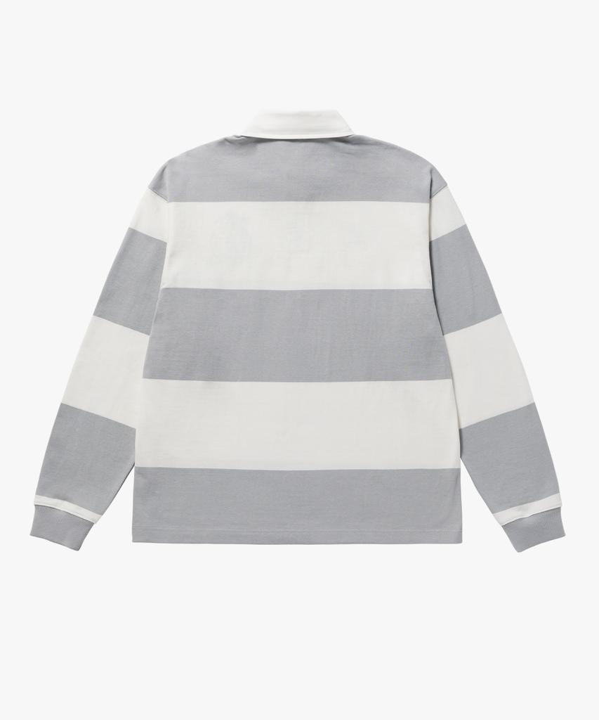 GOALSTUDIO Fc Stripe Long Sleeve Polo Shirt-Light Gray