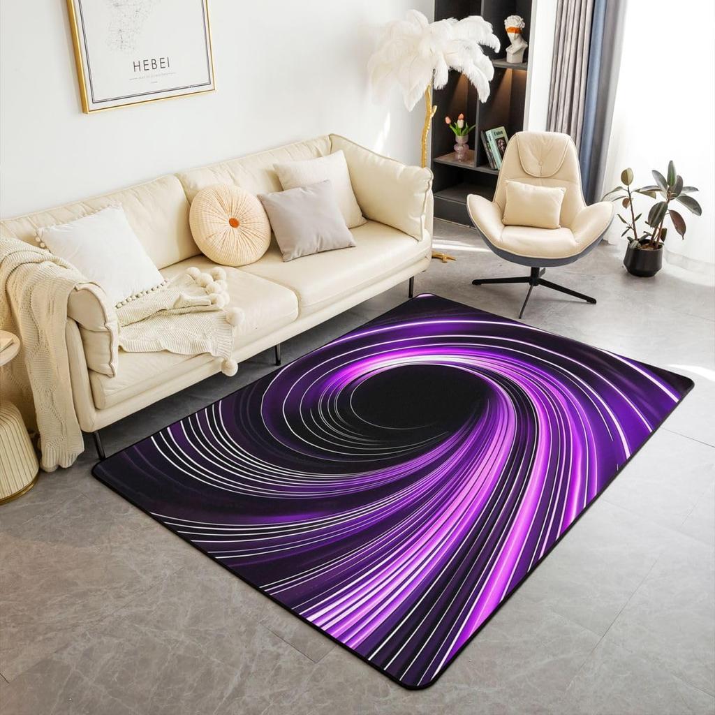 Erosebridal Red and Black Swirl Rugs for Living Room Bedroom - 3D Geometric Abstract Art Area Rug 3 x 5 for Kids Boys Girls, Hole Circle Was