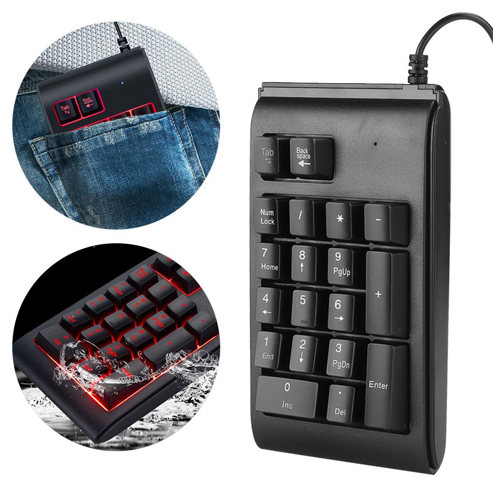 Backlit Keypad USB Wired Numeric 19‑Key Keyboard Mechanical Feel Tricolor Breathing Black(Black )