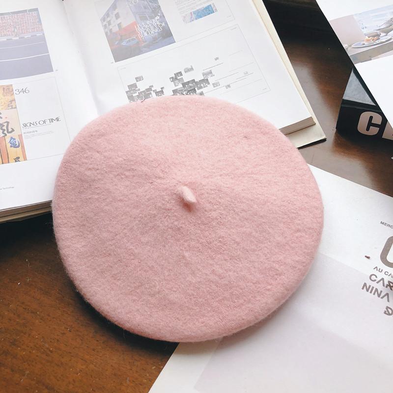 Hat Female Autumn and Winter Beret Woolen British Retro Literary and Simple Painter Hat Sweet Versatile Trendy Hat
