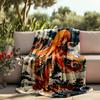Ocean Life Artwork Vibrant Colors Personalized Outdoor Blanket Personalized Text Soft Cozy For Picnics Outdoor Travel And Camping Sofa Office