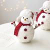 Kawaii Cartoon Christmas Snowman Ornaments White Knitted Plush Snowman Doll Soft Simulation Snowman Statue Wedding Party