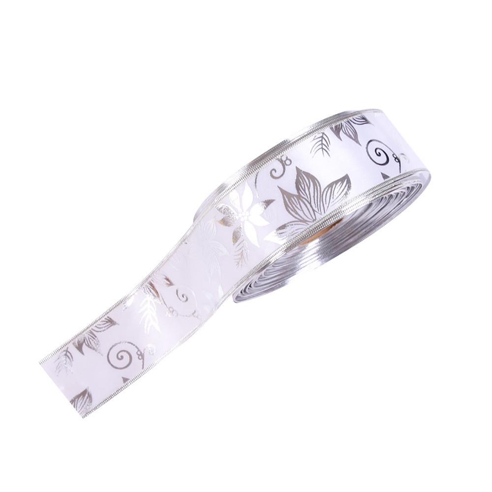 Premium 2 Meter Decorative Gold Floral Print Ribbon For Festive Christmas Celebrations