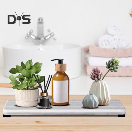 3Pcs Water Absorbing Stone Tray Stripe Design Quick Drying Sink Drain Mat Anti-Slip Soap Holder Kitchen Bathroom Vanity Trays