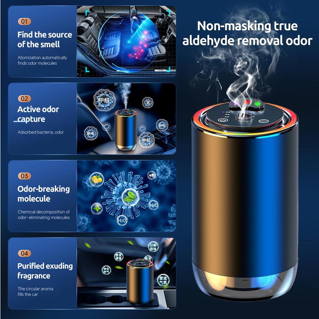 Car Air Freshener With Starry Sky Lamp 3 Color Essential Oil Fragrance Diffuser Auto Sound Pickup Ambient Light Aromatherapy