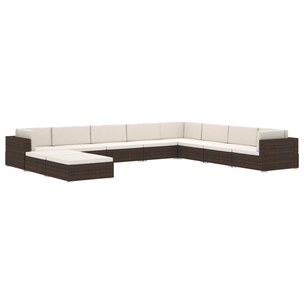 Modular Sofa Center Section 1 Pc + Cushions Poly Rattan Gray