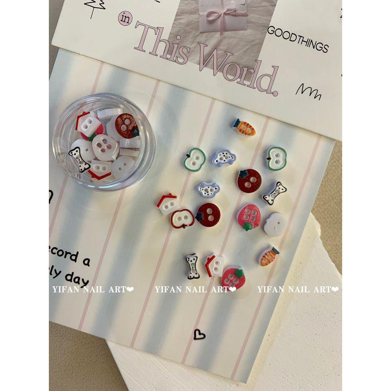 

Yifannail [Ins Style] Spring Short Nail ~ Cherry Bear Nail Stickers Children s Fun Ornament J224q99 Q99-1. [small fruit. 16]]