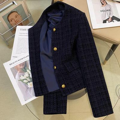 2025 Autumn French Style Short Dark Blue Fragrant Wind Jacket