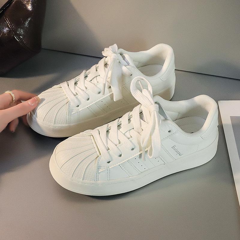 Vulcanized Shoes Shell Head Board Shoes Women's Spring 2025 Versatile Low-top Thick-soled Dopamine Casual Little White Shoes