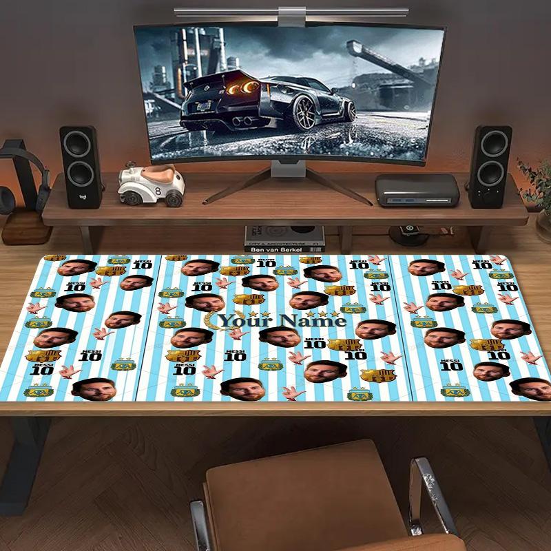 Messi Custom Name Large Size Mouse Pad Large Gaming Table Cushion Nonslip Laptop Tablet Big Mousepad Xxl Mat Mini Pc Playmat With Lock Edge Custom Nam
