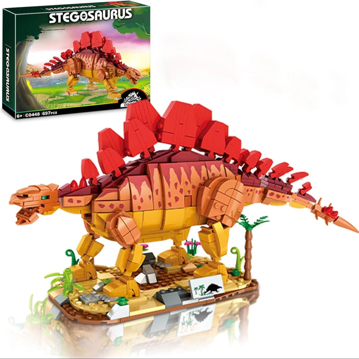 

Non-Toxic 697 Pcs Stegosaurus Building Blocks Educational Kids Toys Dinosaur Creative Model Toy Playset For Jurassic Birthday Gifts No box
