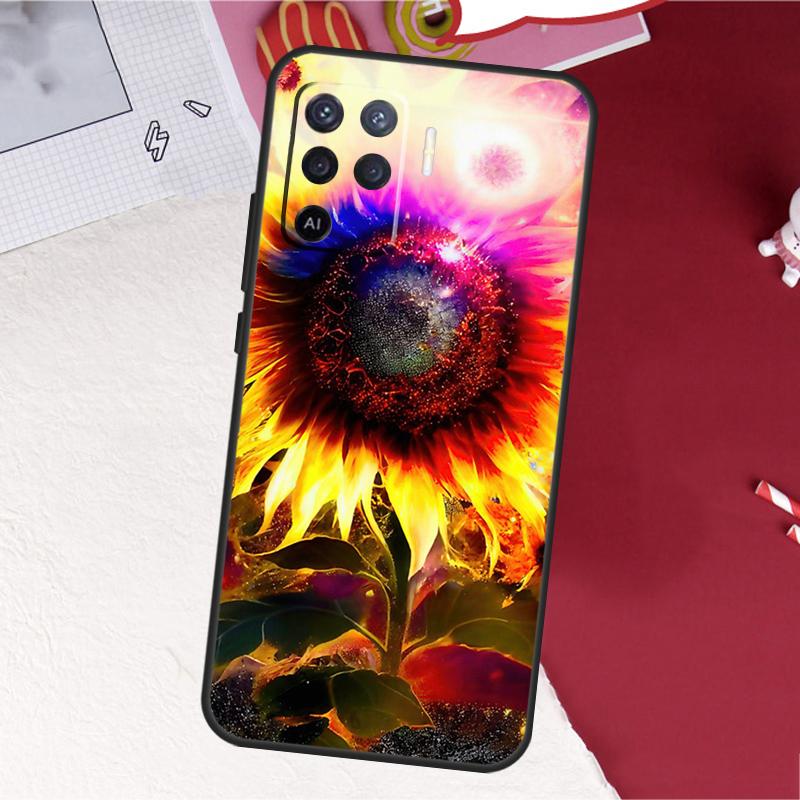Beauty Yellow Sunflower Case For Oppo A17 A57 A77 A74 A54 A94 A78 A98 A18 A60 A80 A40 A38 A58 A96 A76 A16 A15 A5 Pro