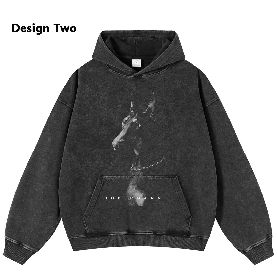 

Вуличний одяг Dobermann Retro Castle Graphic Washed Black Oversize Unisex Y2K Hoodie XXL чорний