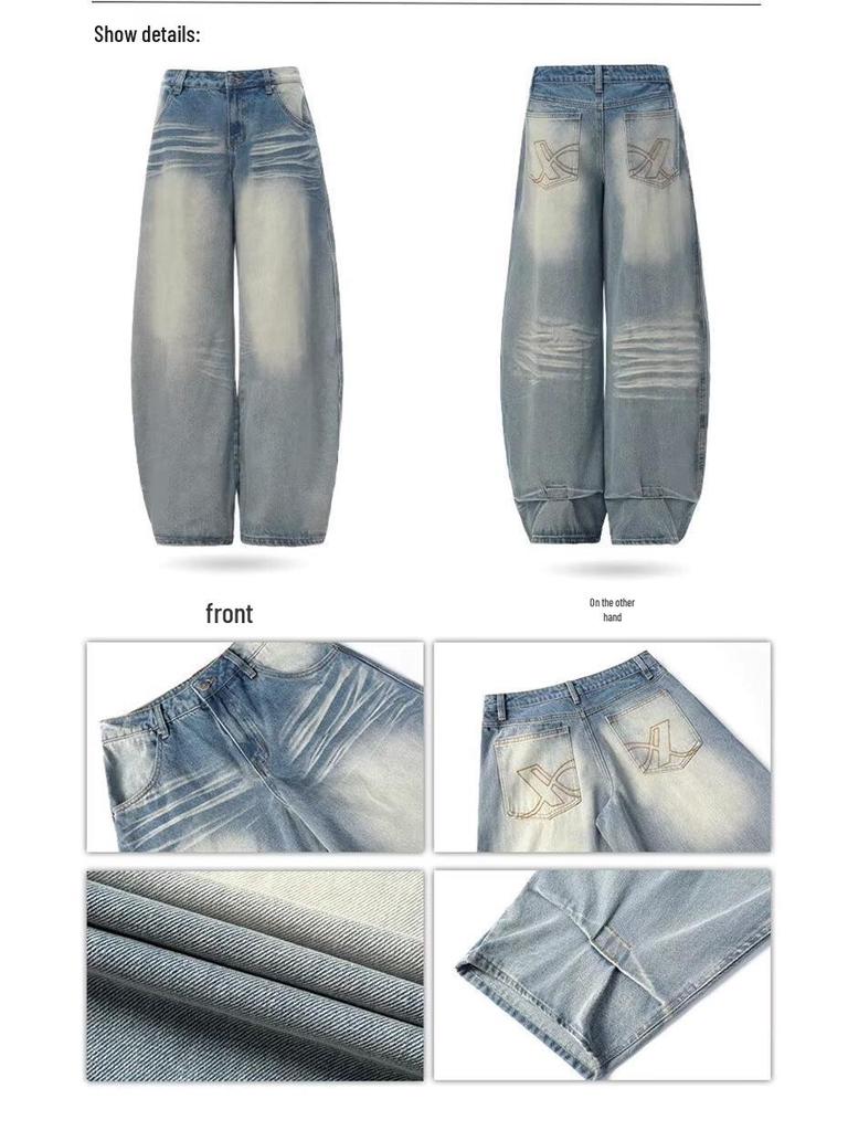 Women's High-Waisted Light Blue Curved Leg Jeans - Autumn 2025 Loose Wide Leg Fit