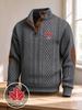 Polos for Men - Casual Long Sleeve Polo Shirts Stand Collar Pullover Quarter Button Sweaters with Pattern Print for Fall, Winter Daily Wear