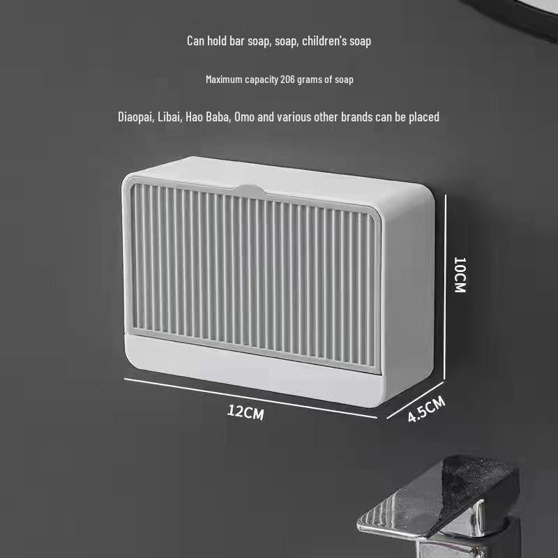 

Wall-Mounted Soap Dish with Lid – No-Punch Installation High-End Bathroom Soap Holder with Drainage