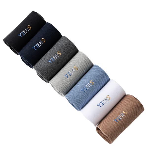 [10A ] Men's Socks Summer 100% Pure Cotton Solid Color Business Socks Odor-Resistant Breathable Mid-Calf Socks 7 Pairs