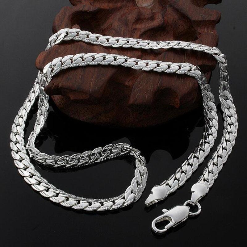 New 925 Sterling Silver Charms Necklace 5MM 16-24inch Chain High Quality For Men Woman Men Fashion Wedding Engagement Jewelry