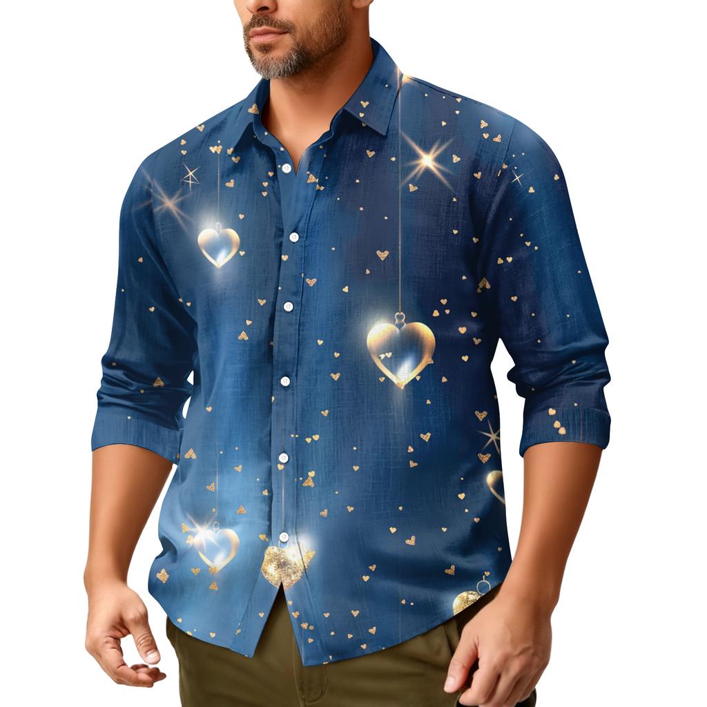 Men'S Casual Loose Fitting Long Sleeved Shirt Fashionable Lapel Shirt Top