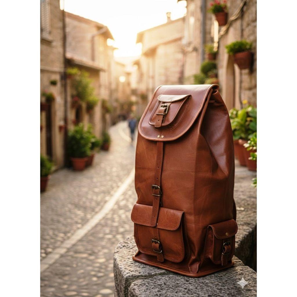 Дорожный рюкзак из натуральной кожи буйвола для ноутбука и колледжа | коричневый кожаный рюкзак для мужчин и женщин из кожи буйвола | Персональный подарок для него, для нее 22 x 10 x 9 in коричневый