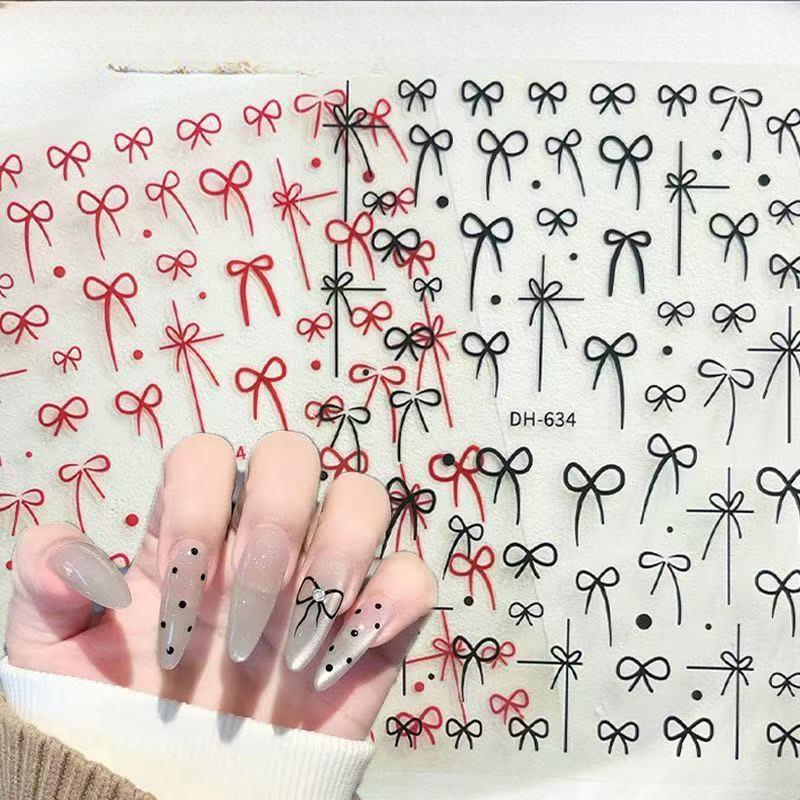 Jennie Bow Nail Art Sticker Ins Girl Bow Relief Gift Knot