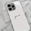 Minimalist black letter glass phone case suitable for iPhone 17 16 15 14 13 12 11 Pro Max Plus shockproof back cover