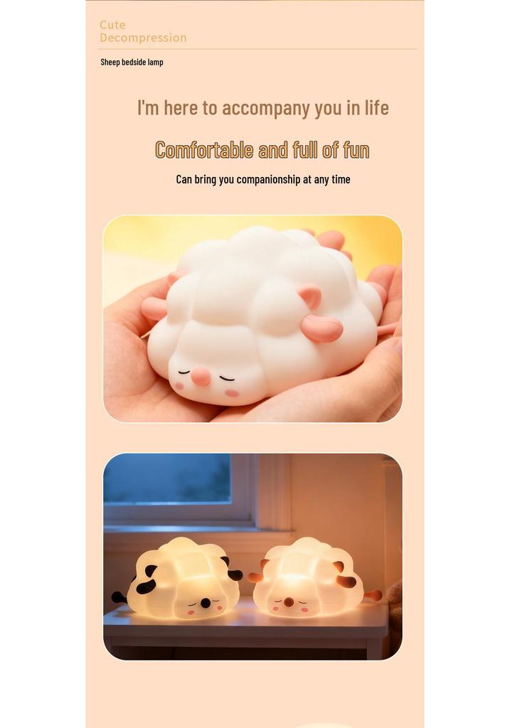 Baa Baa Sheep Night Light - Sleep Companion & Eye-Friendly Dimmable LED Silicone Lamp for Kids' Rooms