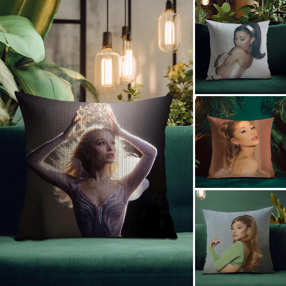 AAriana GrandeE Singer Cushion Cover Natural Linen Pillow Case DoubleSided Print Decorative Sofa Pillowcase Home Decor Gift