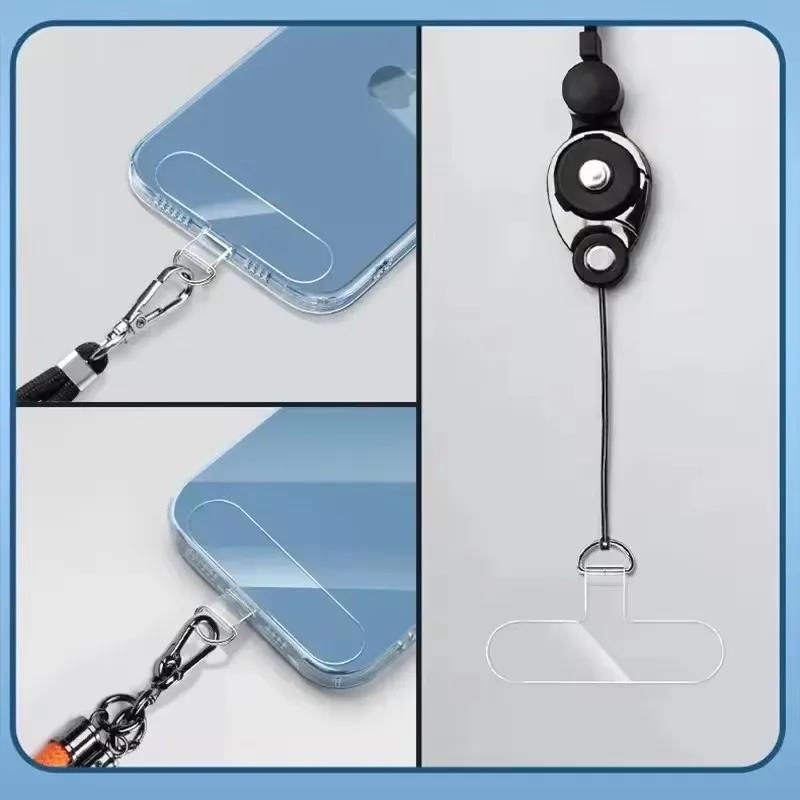 1-20PCS Universal Mobile Phone Anti-lost Lanyard Card Gasket Transparent Tpu Detachable Phone Hanging Cord Strap Patch Tether