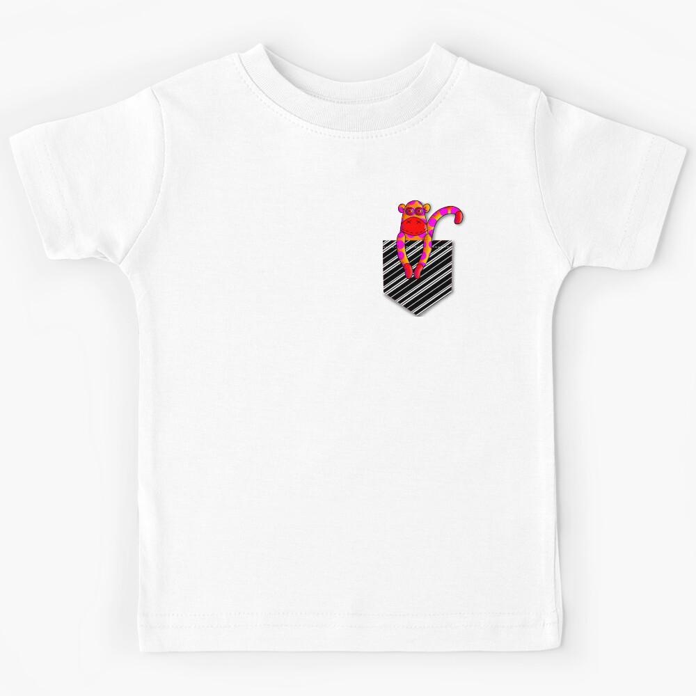 Little Stripped Pocket with Polka Dot Pattern Sock Monkey Kids T-Shirt 150