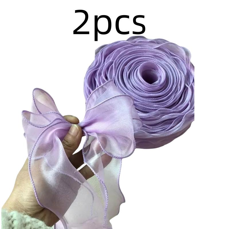 5M Organza Ribbon Wavy Edge Mesh Ribbon Strip DIY Bouquet Wrapping Supplies Handmade Bow Crafts Material Festival Party Decor