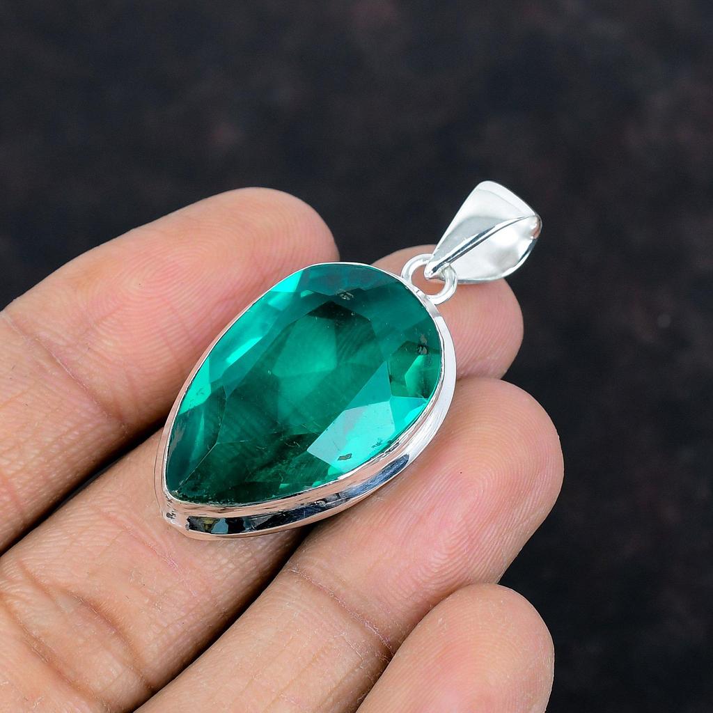 Faceted Chrome Diopside Pendant Natural Gemstone Pendant 925 Sterling Silver Pendant Chrome Diopside Jewelry Handmade Pendants Wedding Gifts